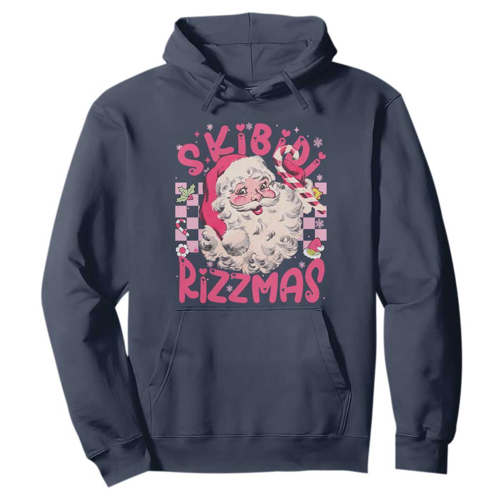 SKIBIDI Rizzmas Santa Hoodie Rizz Santa Pink Groovy Funny Xmas Gen Alpha Girl Kids TS10 Navy Print Your Wear