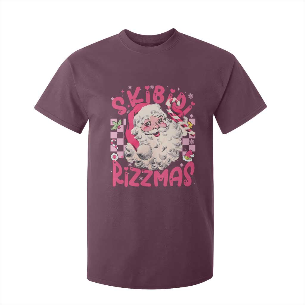 SKIBIDI Rizzmas Santa T Shirt For Kid Rizz Santa Pink Groovy Funny Xmas Gen Alpha Girl Kids TS10 Maroon Print Your Wear