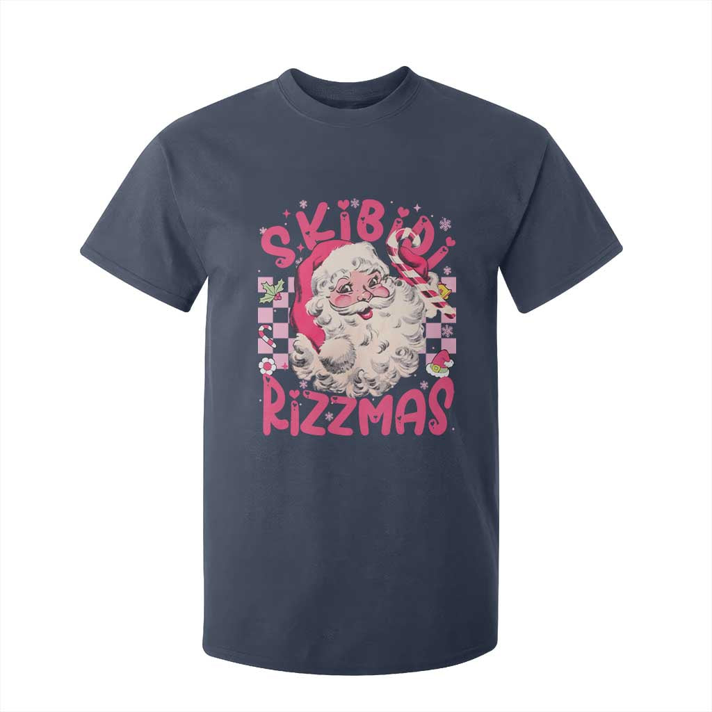 SKIBIDI Rizzmas Santa T Shirt For Kid Rizz Santa Pink Groovy Funny Xmas Gen Alpha Girl Kids TS10 Navy Print Your Wear