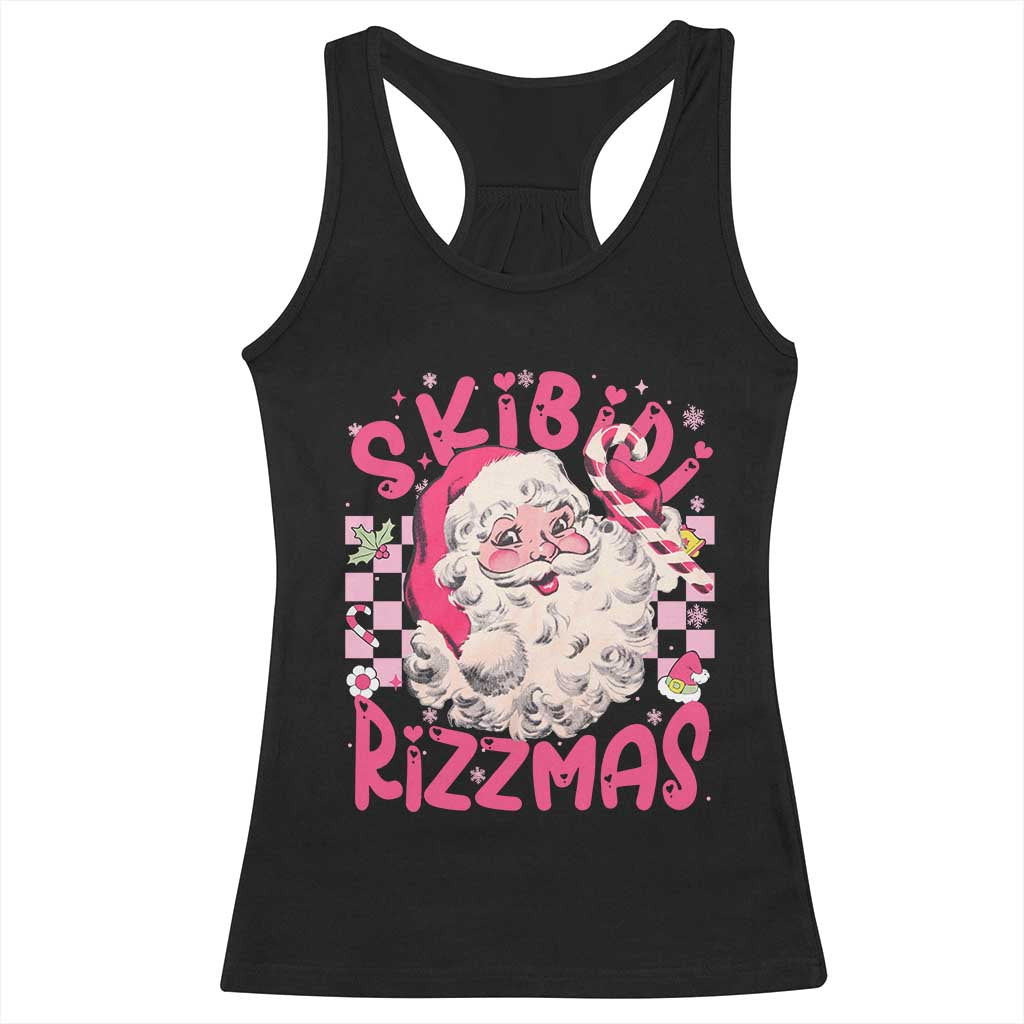SKIBIDI Rizzmas Santa Racerback Tank Top Rizz Santa Pink Groovy Funny Xmas Gen Alpha Girl Kids TS10 Black Print Your Wear