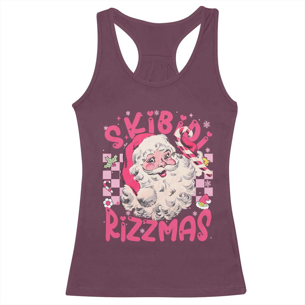 SKIBIDI Rizzmas Santa Racerback Tank Top Rizz Santa Pink Groovy Funny Xmas Gen Alpha Girl Kids TS10 Maroon Print Your Wear