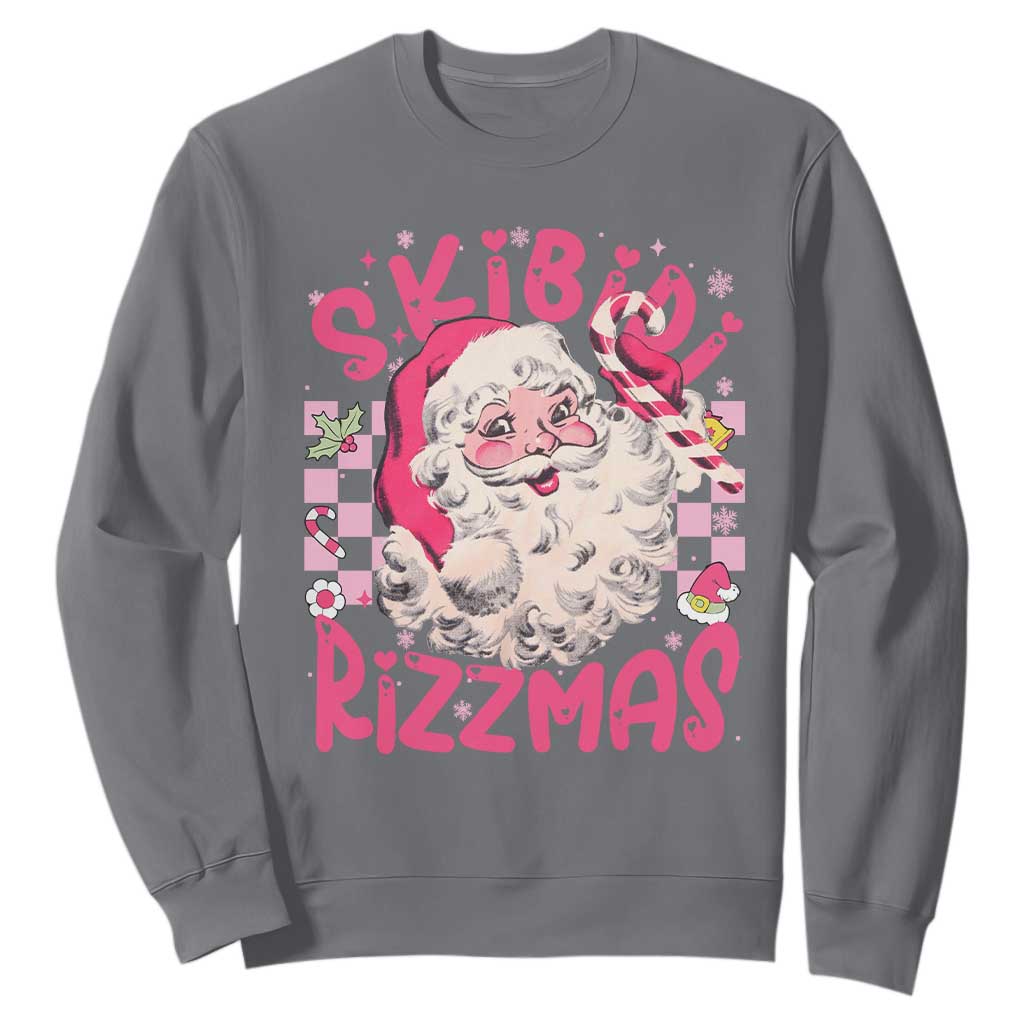 SKIBIDI Rizzmas Santa Sweatshirt Rizz Santa Pink Groovy Funny Xmas Gen Alpha Girl Kids TS10 Charcoal Print Your Wear