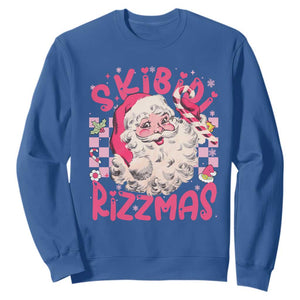 SKIBIDI Rizzmas Santa Sweatshirt Rizz Santa Pink Groovy Funny Xmas Gen Alpha Girl Kids TS10 Royal Blue Print Your Wear