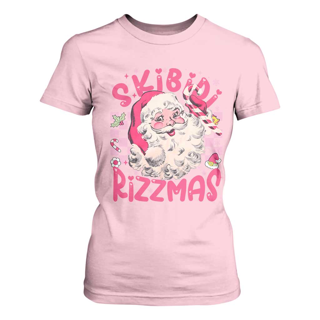 SKIBIDI Rizzmas Santa T Shirt For Women Rizz Santa Pink Groovy Funny Xmas Gen Alpha Girl Kids TS10 Light Pink Print Your Wear