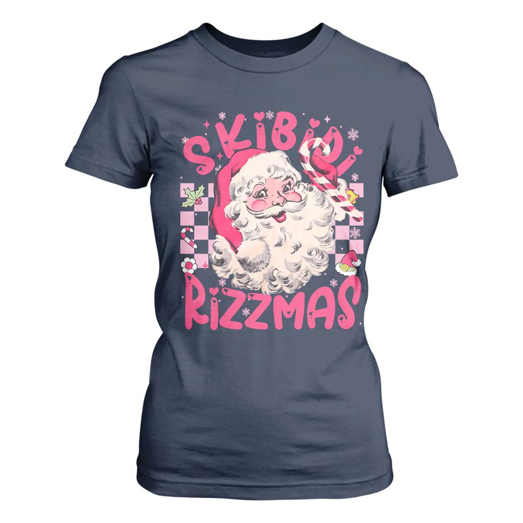 SKIBIDI Rizzmas Santa T Shirt For Women Rizz Santa Pink Groovy Funny Xmas Gen Alpha Girl Kids TS10 Navy Print Your Wear