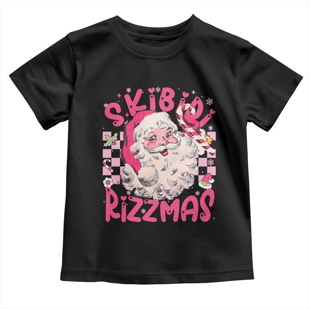 SKIBIDI Rizzmas Santa Toddler T Shirt Rizz Santa Pink Groovy Funny Xmas Gen Alpha Girl Kids TS10 Black Print Your Wear