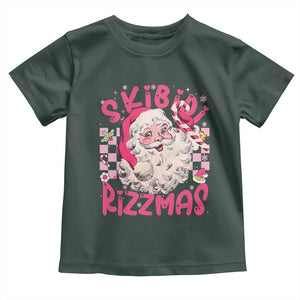 SKIBIDI Rizzmas Santa Toddler T Shirt Rizz Santa Pink Groovy Funny Xmas Gen Alpha Girl Kids TS10 Dark Forest Green Print Your Wear
