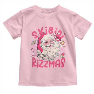 SKIBIDI Rizzmas Santa Toddler T Shirt Rizz Santa Pink Groovy Funny Xmas Gen Alpha Girl Kids TS10 Light Pink Print Your Wear