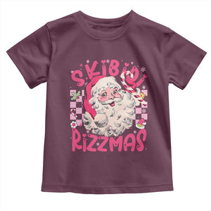 SKIBIDI Rizzmas Santa Toddler T Shirt Rizz Santa Pink Groovy Funny Xmas Gen Alpha Girl Kids TS10 Maroon Print Your Wear