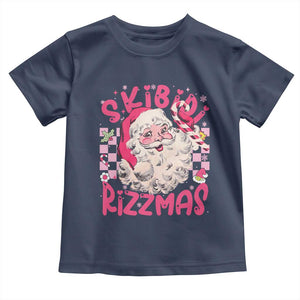 SKIBIDI Rizzmas Santa Toddler T Shirt Rizz Santa Pink Groovy Funny Xmas Gen Alpha Girl Kids TS10 Navy Print Your Wear
