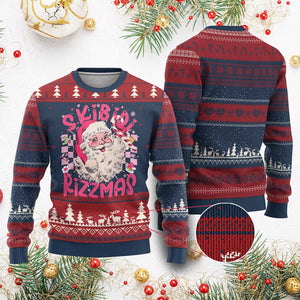 SKIBIDI Rizzmas Santa Ugly Christmas Sweater Rizz Santa Pink Groovy Funny Xmas Gen Alpha Girl Kids TS10 Burgundy Print Your Wear
