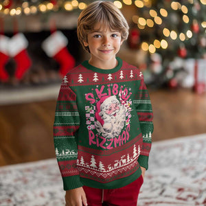 SKIBIDI Rizzmas Santa Ugly Christmas Sweater Rizz Santa Pink Groovy Funny Xmas Gen Alpha Girl Kids TS10 Christmas Print Your Wear
