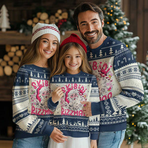 SKIBIDI Rizzmas Santa Ugly Christmas Sweater Rizz Santa Pink Groovy Funny Xmas Gen Alpha Girl Kids TS10 Navy Print Your Wear
