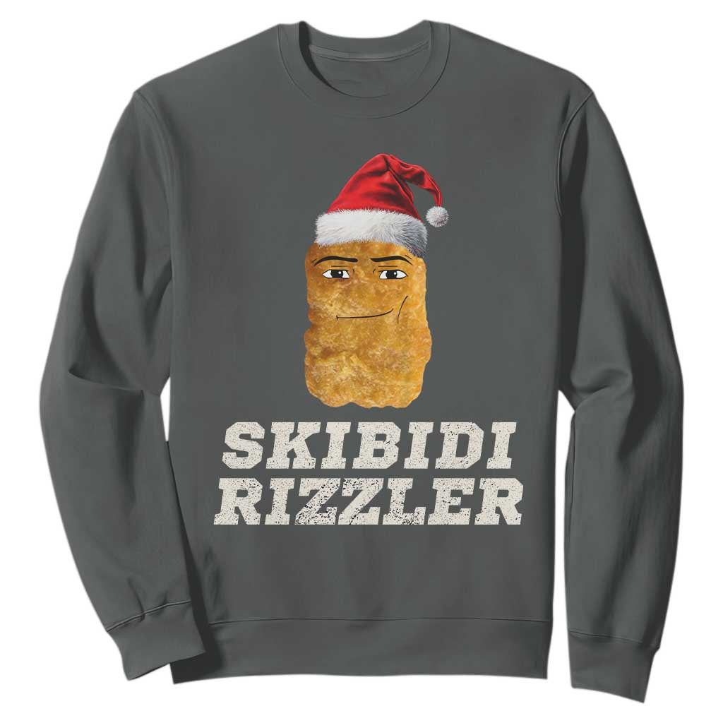 Christmas Skibidi Toilet Rizzler Sweatshirt Meme Funny Memes Brainrot Rizz TS10 Dark Heather Print Your Wear