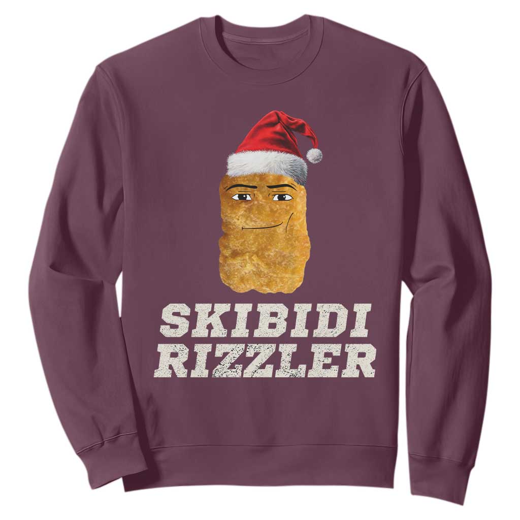 Christmas Skibidi Toilet Rizzler Sweatshirt Meme Funny Memes Brainrot Rizz TS10 Maroon Print Your Wear