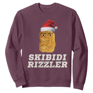 Christmas Skibidi Toilet Rizzler Sweatshirt Meme Funny Memes Brainrot Rizz TS10 Maroon Print Your Wear