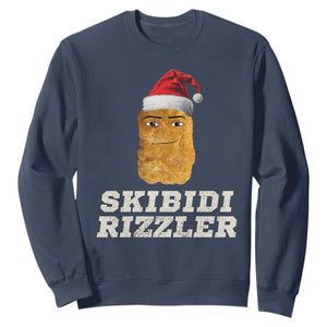 Christmas Skibidi Toilet Rizzler Sweatshirt Meme Funny Memes Brainrot Rizz TS10 Navy Print Your Wear