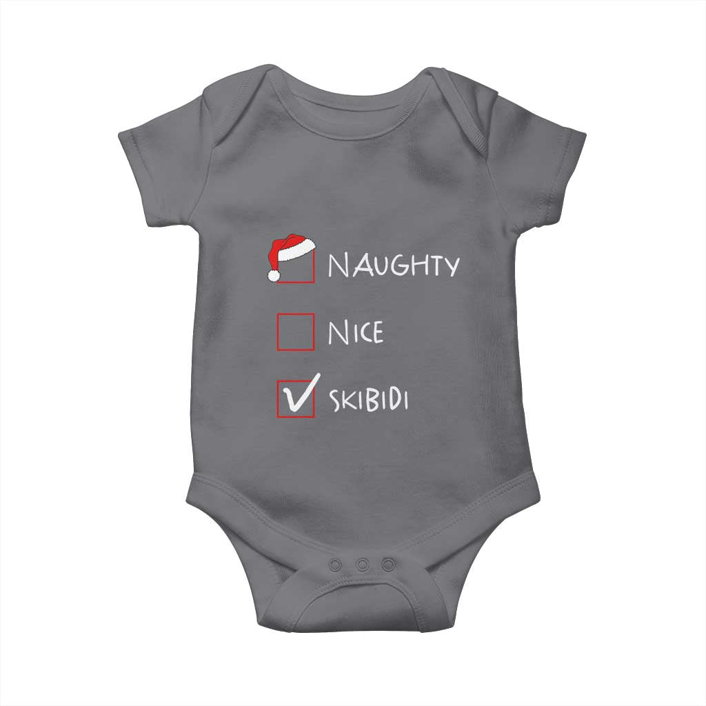 Nice Naughty Skibidi List Santa Claus Sarcastic Baby Onesie TS10 Charcoal Print Your Wear