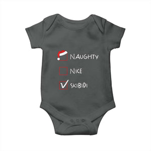 Nice Naughty Skibidi List Santa Claus Sarcastic Baby Onesie TS10 Dark Heather Print Your Wear