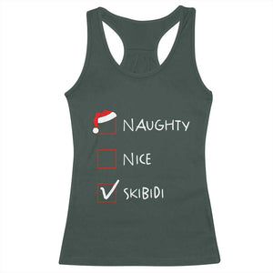 Nice Naughty Skibidi List Santa Claus Sarcastic Racerback Tank Top TS10 Dark Forest Green Print Your Wear