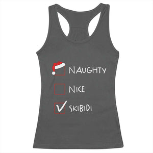 Nice Naughty Skibidi List Santa Claus Sarcastic Racerback Tank Top TS10 Dark Heather Print Your Wear