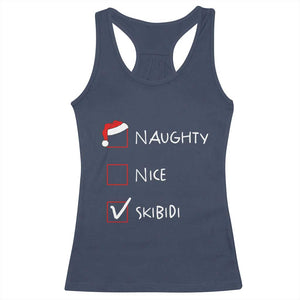 Nice Naughty Skibidi List Santa Claus Sarcastic Racerback Tank Top TS10 Navy Print Your Wear
