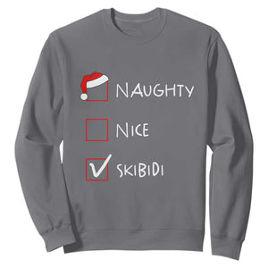 Nice Naughty Skibidi List Santa Claus Sarcastic Sweatshirt TS10 Charcoal Print Your Wear