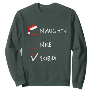 Nice Naughty Skibidi List Santa Claus Sarcastic Sweatshirt TS10 Dark Forest Green Print Your Wear