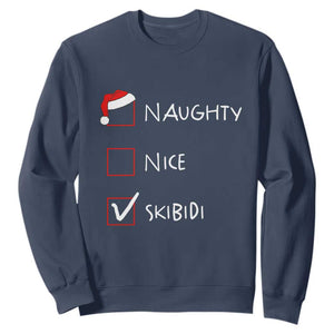 Nice Naughty Skibidi List Santa Claus Sarcastic Sweatshirt TS10 Navy Print Your Wear