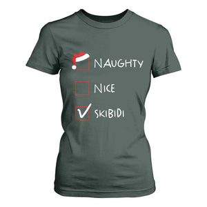 Nice Naughty Skibidi List Santa Claus Sarcastic T Shirt For Women TS10 Dark Forest Green Print Your Wear