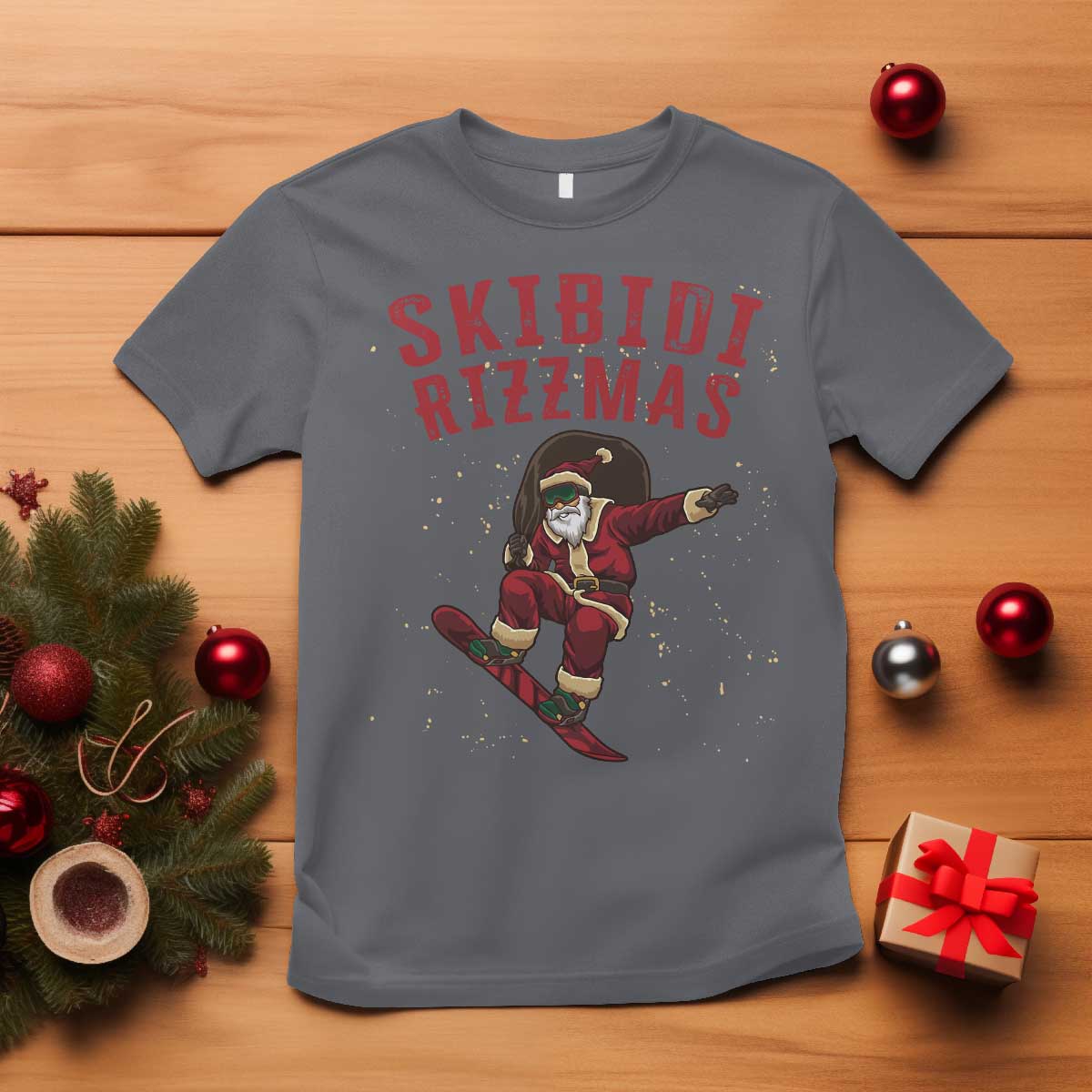 Skibidi Rizzmas Christmas T Shirt Rizz Santa Claus Skater Skateboard Skateboarder Kid Cool TS10 Charcoal Print Your Wear