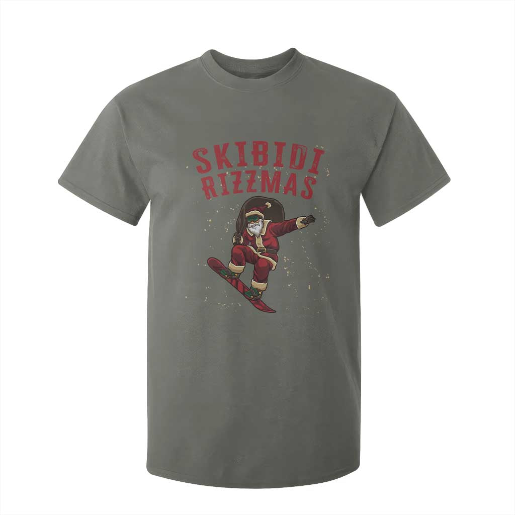 Skibidi Rizzmas Christmas T Shirt For Kid Rizz Santa Claus Skater Skateboard Skateboarder Kid Cool TS10 Military Green Print Your Wear