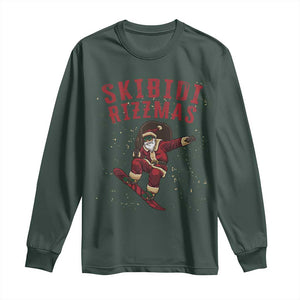Skibidi Rizzmas Christmas Long Sleeve Shirt Rizz Santa Claus Skater Skateboard Skateboarder Kid Cool TS10 Dark Forest Green Print Your Wear