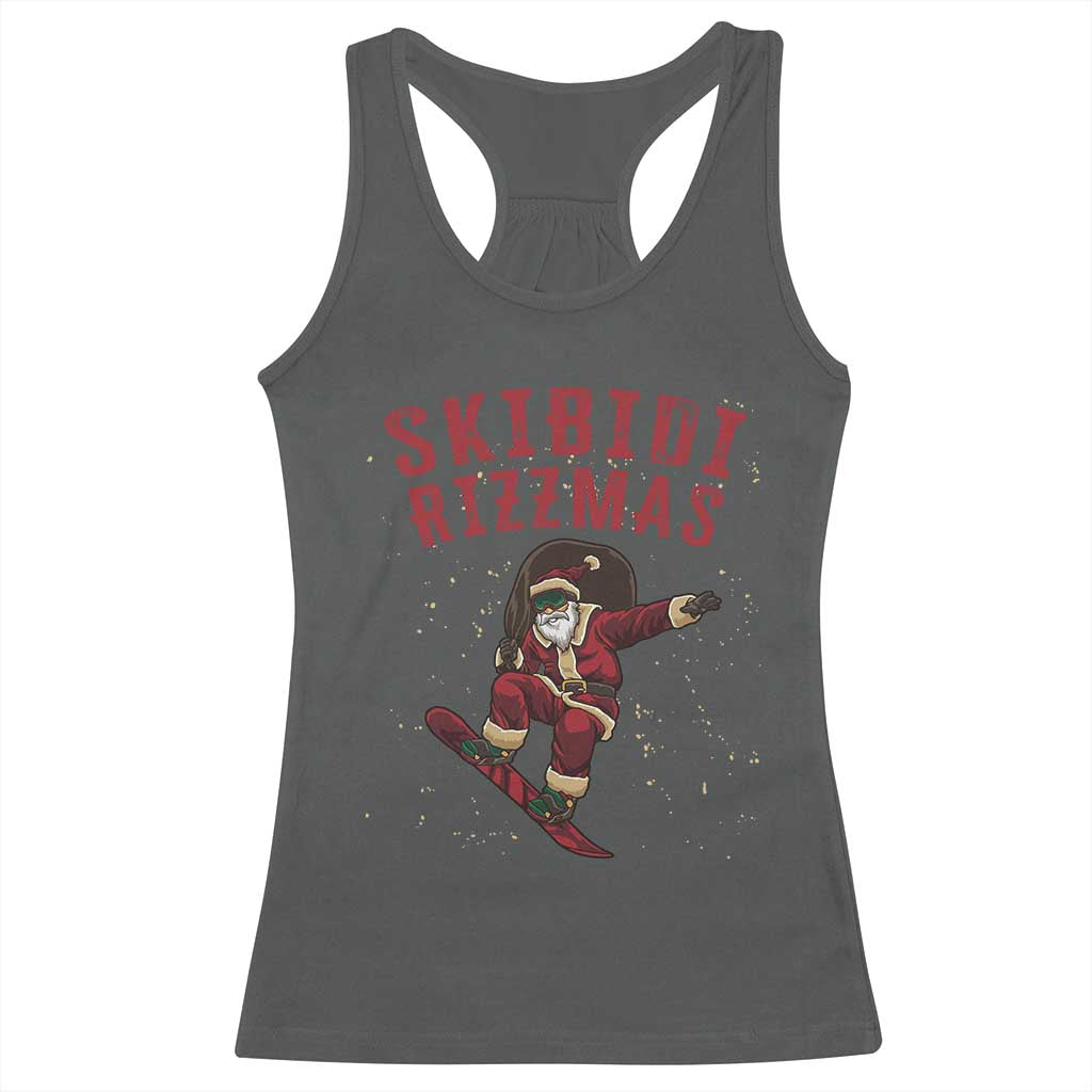 Skibidi Rizzmas Christmas Racerback Tank Top Rizz Santa Claus Skater Skateboard Skateboarder Kid Cool TS10 Dark Heather Print Your Wear