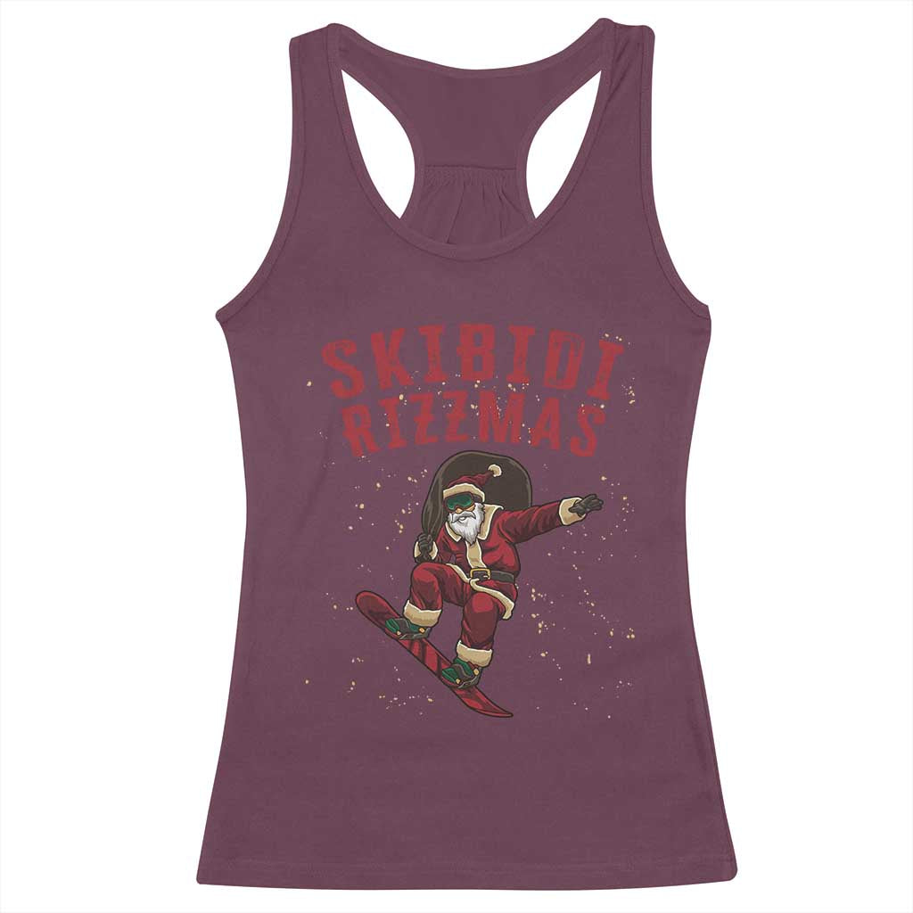 Skibidi Rizzmas Christmas Racerback Tank Top Rizz Santa Claus Skater Skateboard Skateboarder Kid Cool TS10 Maroon Print Your Wear