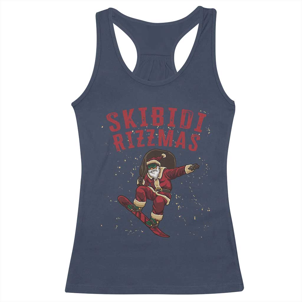 Skibidi Rizzmas Christmas Racerback Tank Top Rizz Santa Claus Skater Skateboard Skateboarder Kid Cool TS10 Navy Print Your Wear