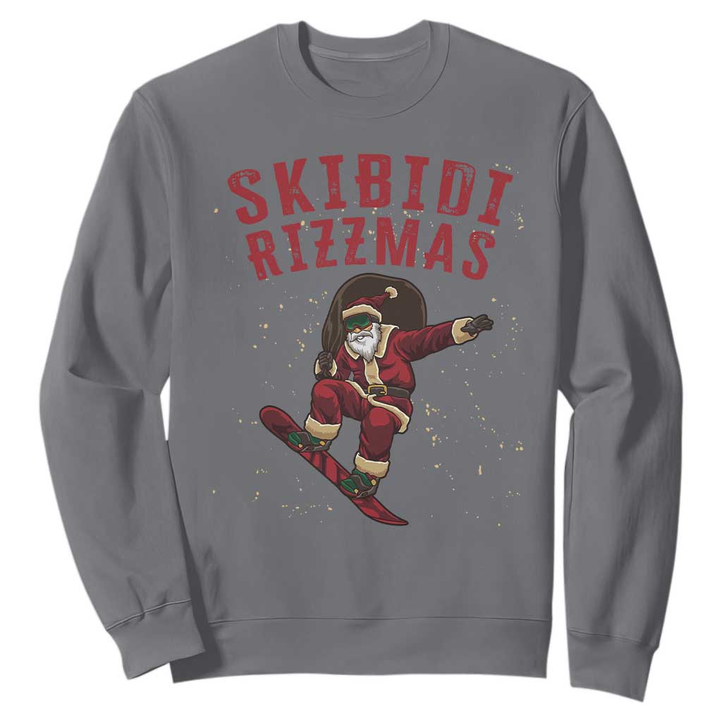 Skibidi Rizzmas Christmas Sweatshirt Rizz Santa Claus Skater Skateboard Skateboarder Kid Cool TS10 Charcoal Print Your Wear