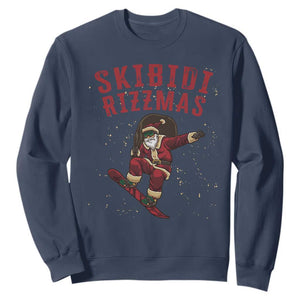 Skibidi Rizzmas Christmas Sweatshirt Rizz Santa Claus Skater Skateboard Skateboarder Kid Cool TS10 Navy Print Your Wear