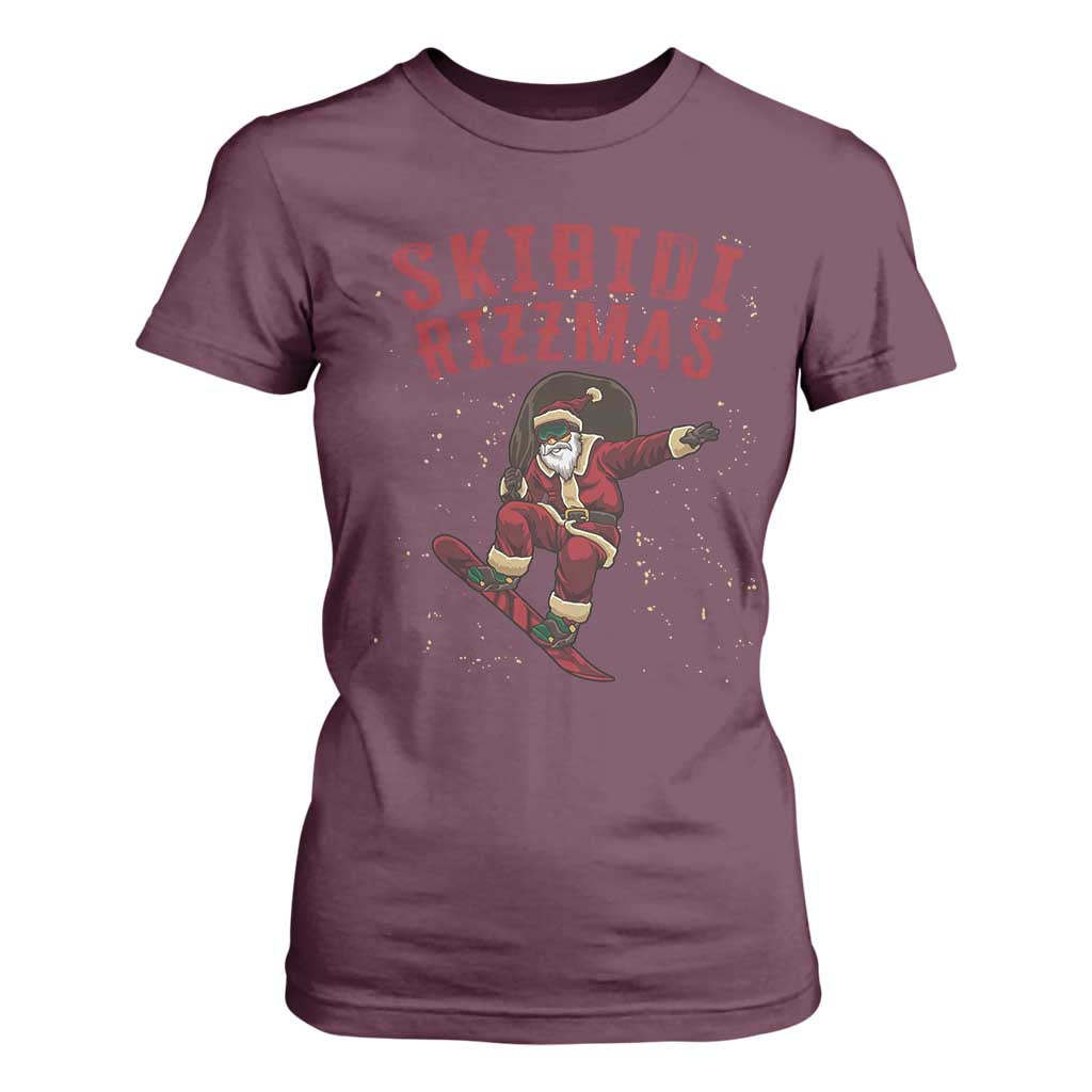 Skibidi Rizzmas Christmas T Shirt For Women Rizz Santa Claus Skater Skateboard Skateboarder Kid Cool TS10 Maroon Print Your Wear