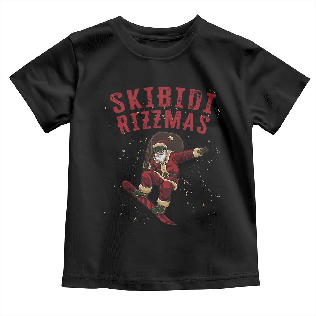 Skibidi Rizzmas Christmas Toddler T Shirt Rizz Santa Claus Skater Skateboard Skateboarder Kid Cool TS10 Black Print Your Wear
