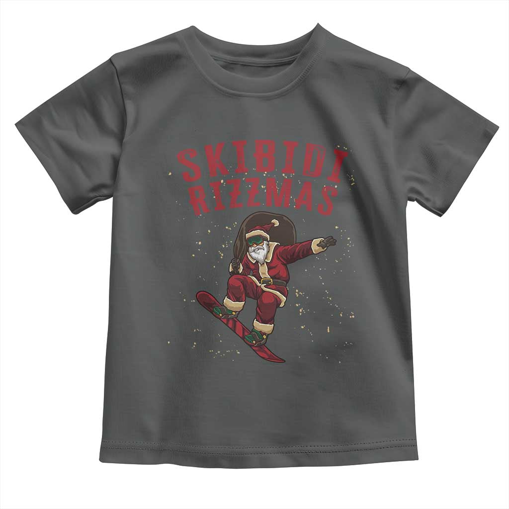 Skibidi Rizzmas Christmas Toddler T Shirt Rizz Santa Claus Skater Skateboard Skateboarder Kid Cool TS10 Dark Heather Print Your Wear