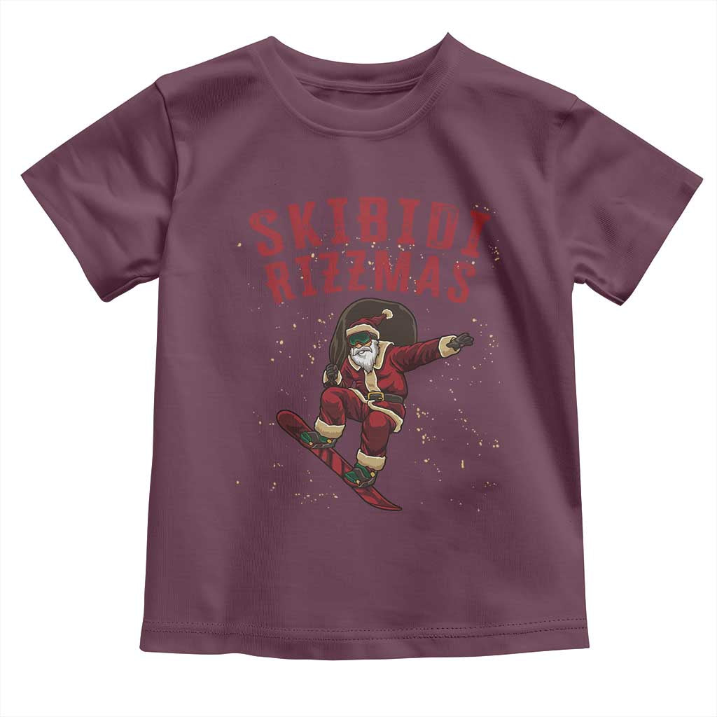 Skibidi Rizzmas Christmas Toddler T Shirt Rizz Santa Claus Skater Skateboard Skateboarder Kid Cool TS10 Maroon Print Your Wear