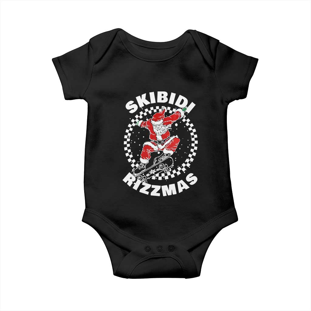 Skibidi Rizzmas Christmas Baby Onesie Rizz Skateboarding Santa Claus Skater Skateboard Skateboarder TS10 Black Print Your Wear