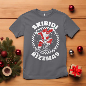 Skibidi Rizzmas Christmas T Shirt Rizz Skateboarding Santa Claus Skater Skateboard Skateboarder TS10 Charcoal Print Your Wear