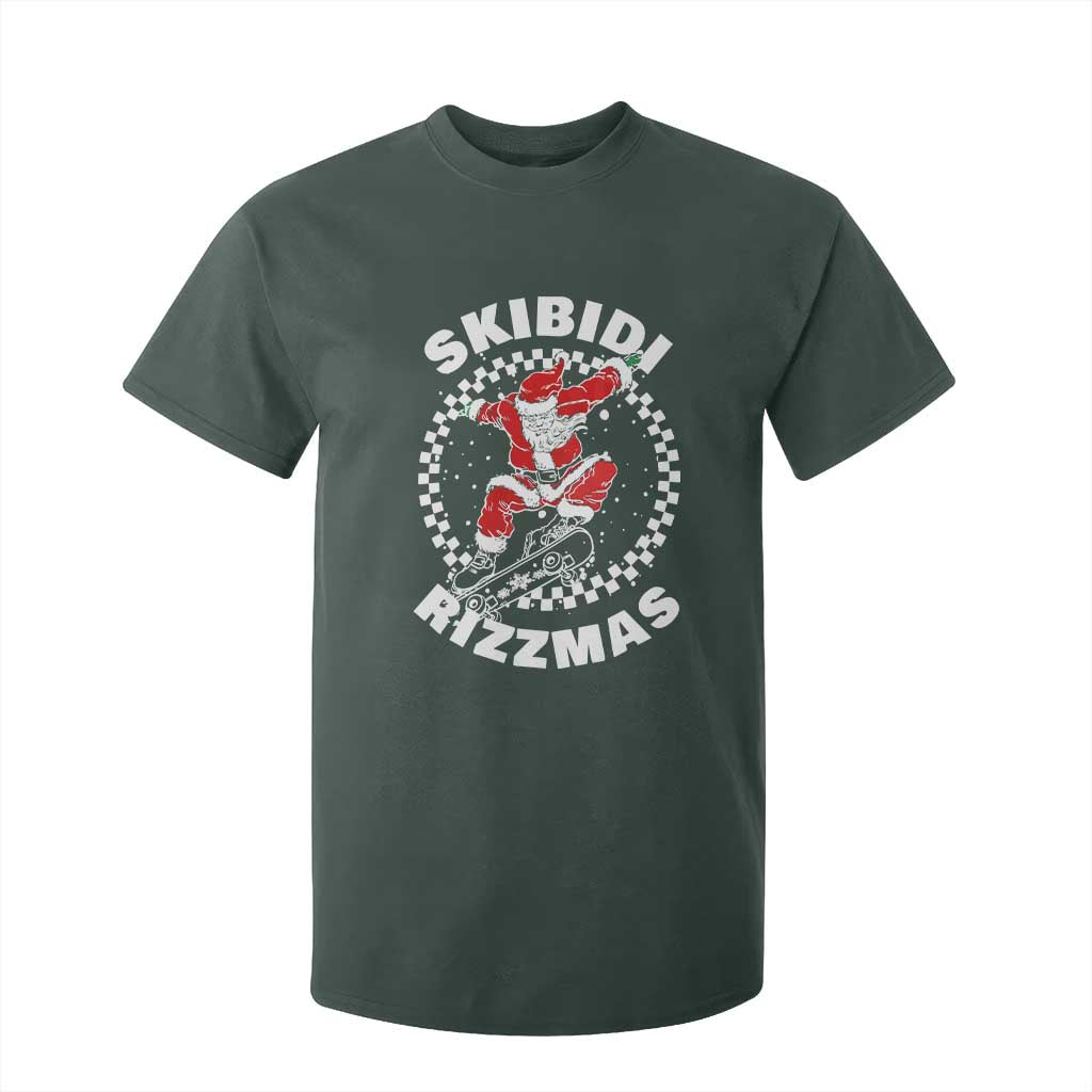 Skibidi Rizzmas Christmas T Shirt For Kid Rizz Skateboarding Santa Claus Skater Skateboard Skateboarder TS10 Dark Forest Green Print Your Wear