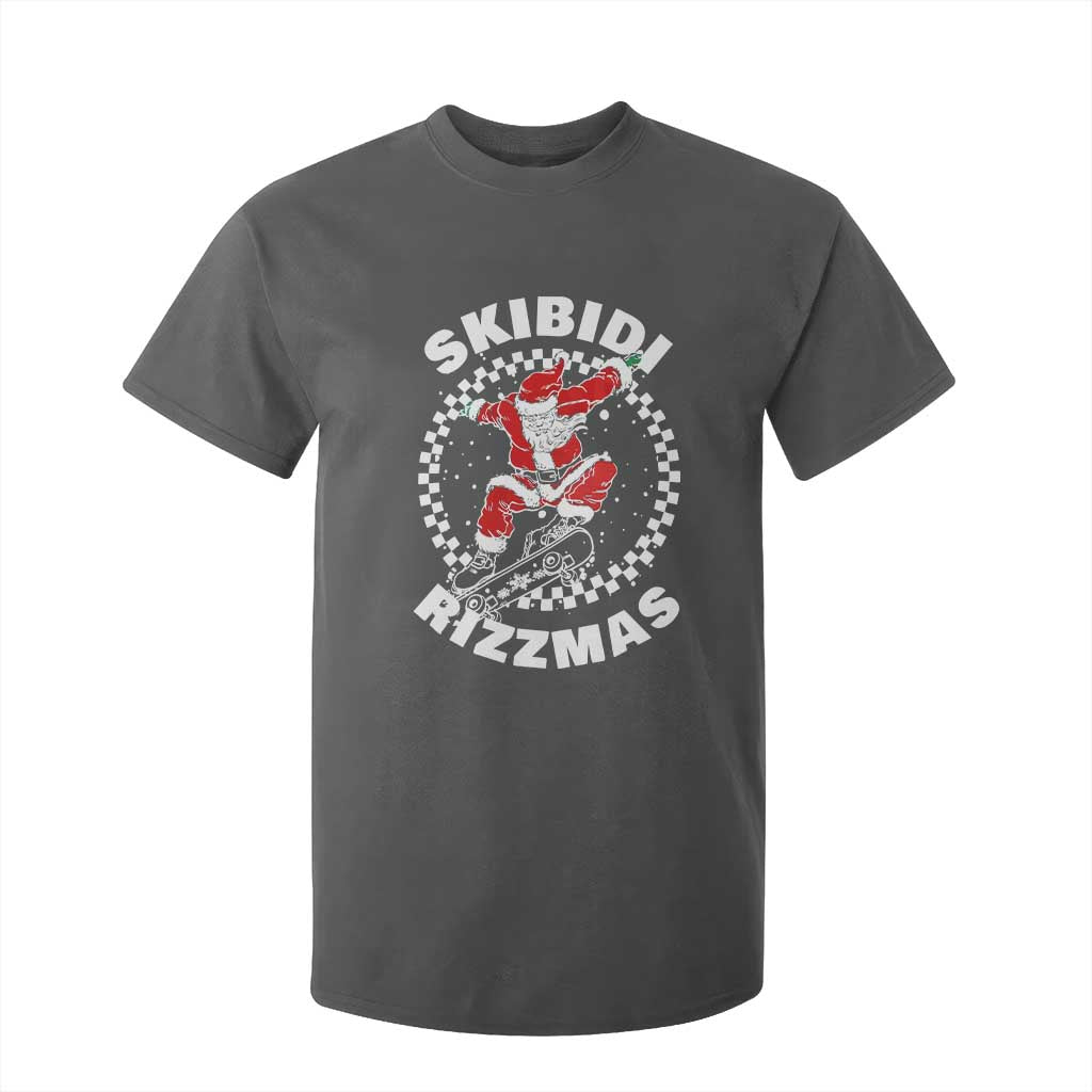Skibidi Rizzmas Christmas T Shirt For Kid Rizz Skateboarding Santa Claus Skater Skateboard Skateboarder TS10 Dark Heather Print Your Wear