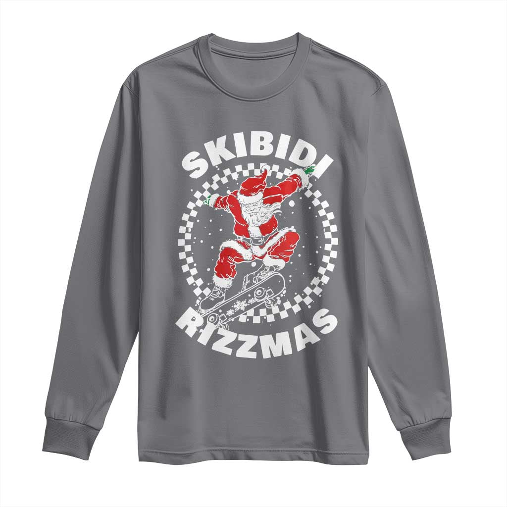 Skibidi Rizzmas Christmas Long Sleeve Shirt Rizz Skateboarding Santa Claus Skater Skateboard Skateboarder TS10 Charcoal Print Your Wear