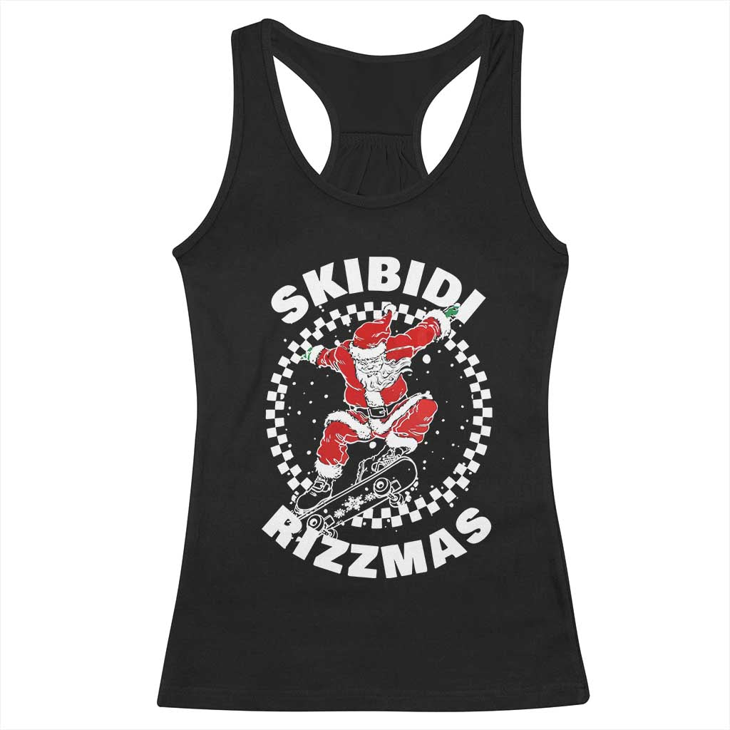Skibidi Rizzmas Christmas Racerback Tank Top Rizz Skateboarding Santa Claus Skater Skateboard Skateboarder TS10 Black Print Your Wear