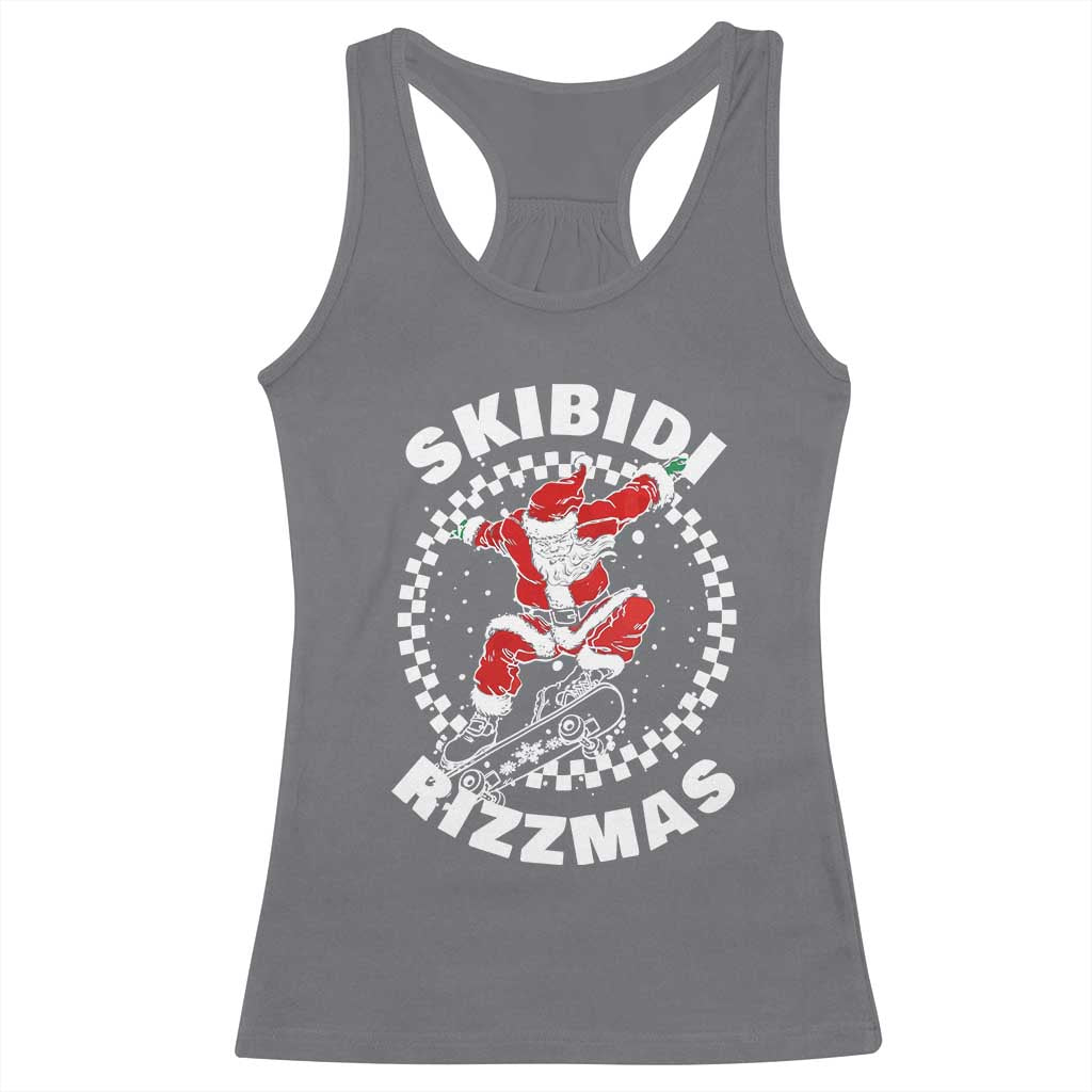 Skibidi Rizzmas Christmas Racerback Tank Top Rizz Skateboarding Santa Claus Skater Skateboard Skateboarder TS10 Charcoal Print Your Wear