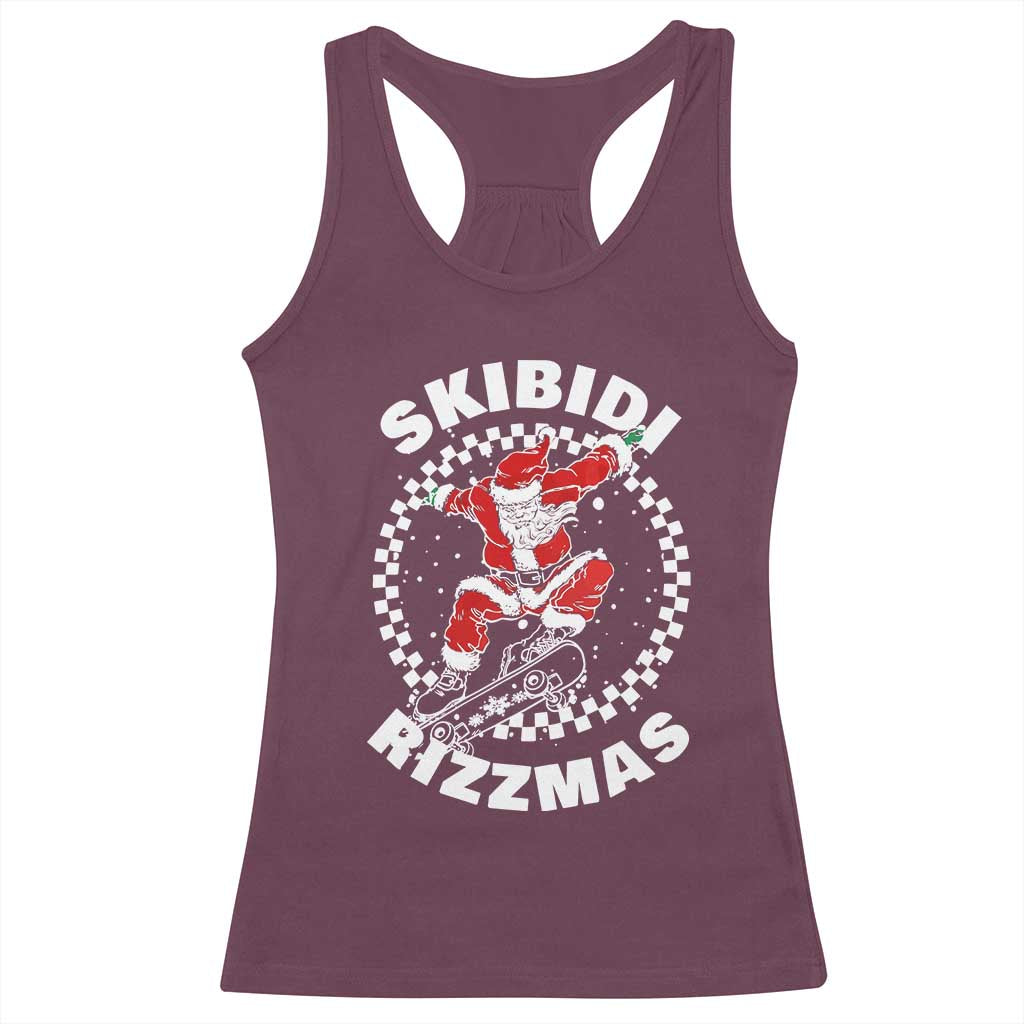 Skibidi Rizzmas Christmas Racerback Tank Top Rizz Skateboarding Santa Claus Skater Skateboard Skateboarder TS10 Maroon Print Your Wear